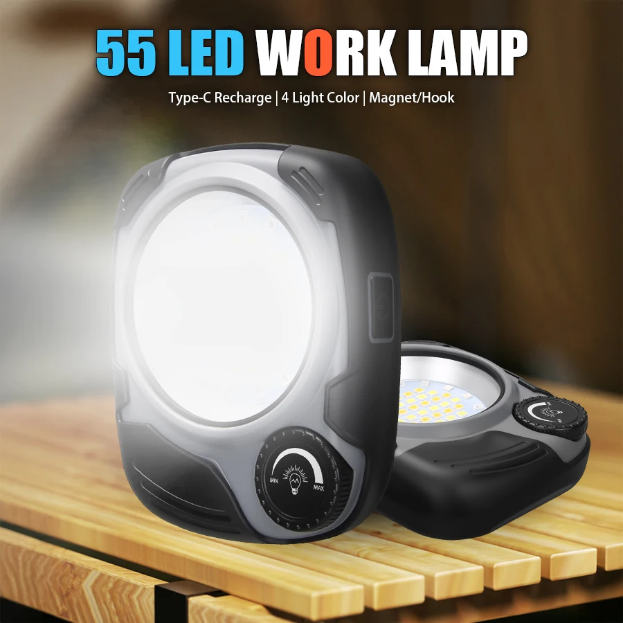 Power Bank - فانوس تخييم LED/COB قابل لإعادة الشحن،