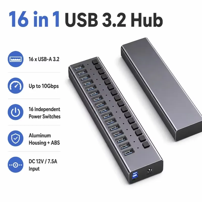 موزع USB 3.2 Gen2 بـ 16 منفذ م - مراجعة Usb Hub وسعره